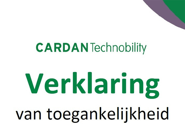 Afbeelding met daarop de tekst "Cardan Technobility, Verklaring van toegankelijkheid"